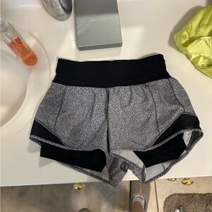lululemon athletica Gray and Black Fitted Crop Polo Athletic Shorts